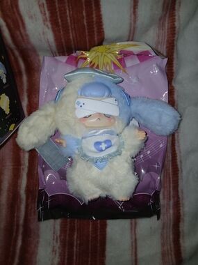 Kasa Blue & Cream Plush Bunny Costume Doll